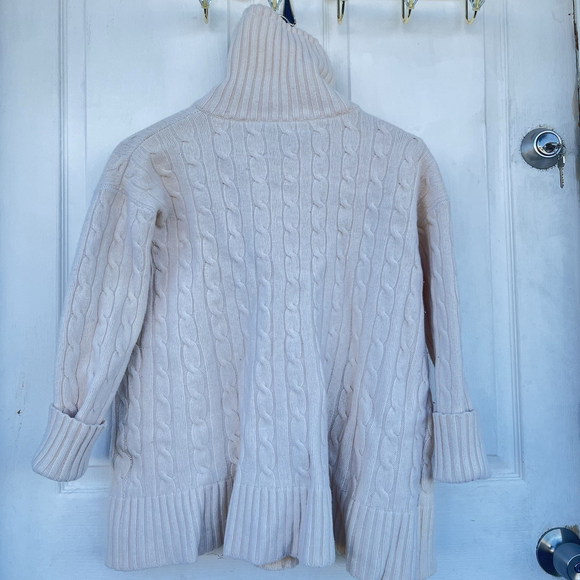Ralph Lauren Wool Cashmere Toggle Cable Knit Sweater High Neck Ivory Women sizeL - Picture 14 of 16